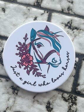 “Just a girl who loves horses” sublimated coaster